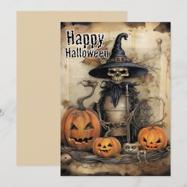Cartes Pour Fêtes Annuelles Shadows & Shrieks — Scène de cri d'Halloween (Devant / Derrière)