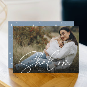 Cartes Pour Fêtes Annuelles Shalom Sketched Full Photo Hanoukka