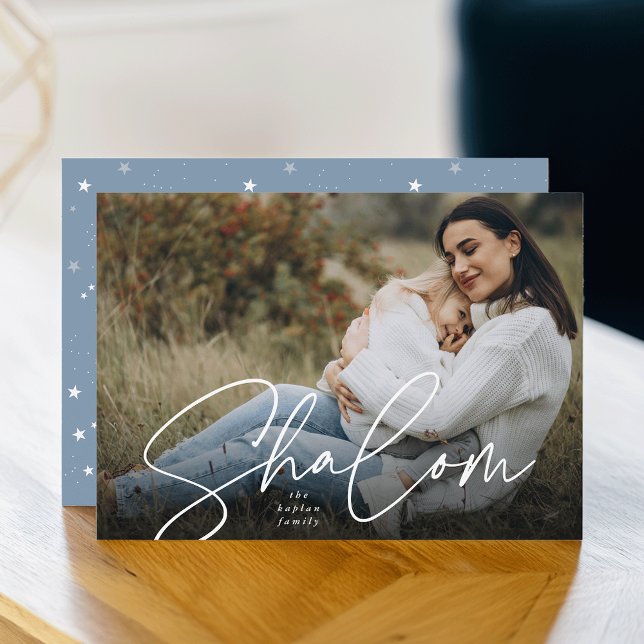 Cartes Pour Fêtes Annuelles Shalom Sketched Full Photo Hanoukka (Créateur téléchargé)