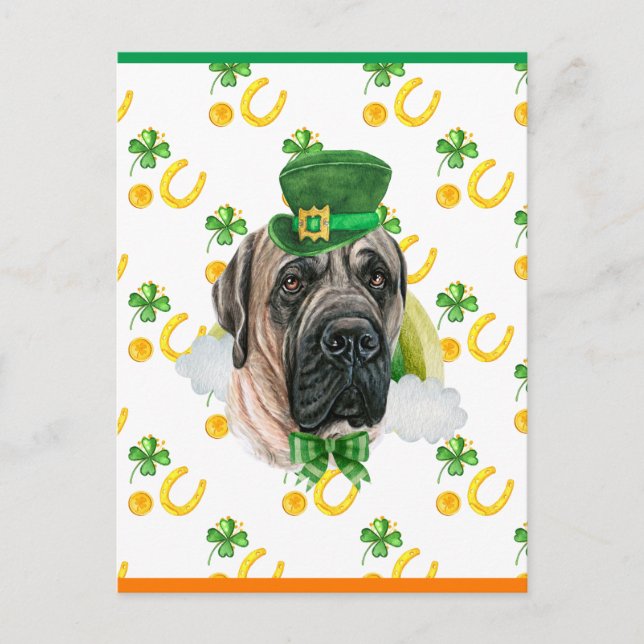 Cartes Pour Fêtes Annuelles Shamrock anglais Mastiff Saint-Patricks Day (Devant)