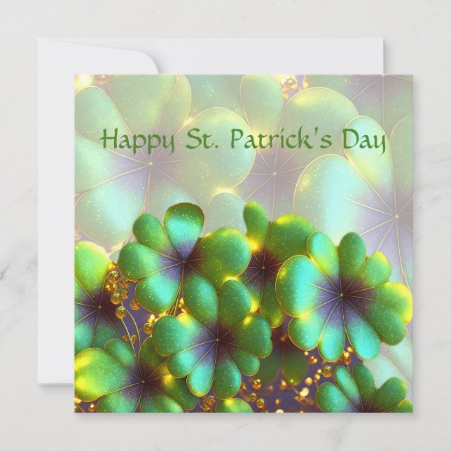 Cartes Pour Fêtes Annuelles Shamrock aux accents dorés, Saint Patrick's Day (Devant)