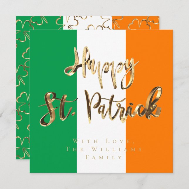 Cartes Pour Fêtes Annuelles Shamrock Clovers Motif Bonne St. Patrick's Day (Devant / Derrière)