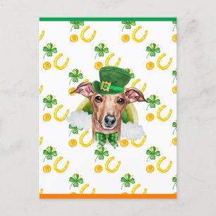 Cartes Pour Fêtes Annuelles Shamrock de la Saint-Patrick pour Lévrier Italien