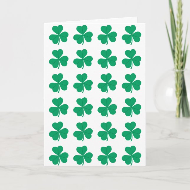 Cartes Pour Fêtes Annuelles Shamrock de la Saint Patrick Vert Blanc Motif (Devant)