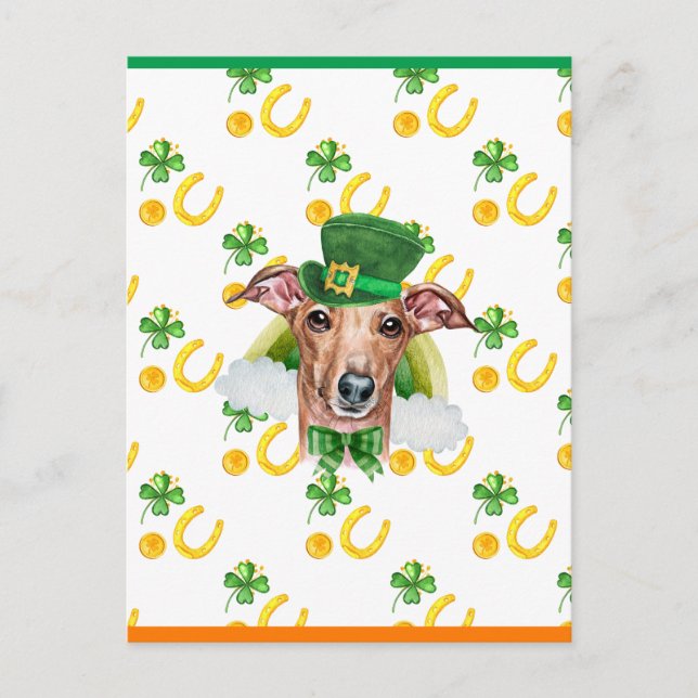 Cartes Pour Fêtes Annuelles Shamrock italien Greyhound Saint-Patricks (Devant)