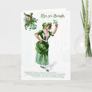 Cartes Pour Fêtes Annuelles Shamrock vintage Maiden St Patrick's Day Card