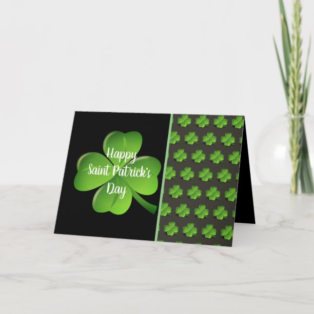 Cartes Pour Fêtes Annuelles Shamrocks drôles de vert de noir de Jour de la (Devant)
