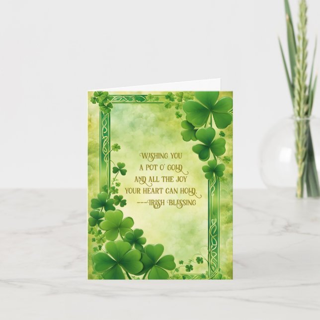 Cartes Pour Fêtes Annuelles Shamrocks verts et cadre vert Saint Patrick's Day (Devant)