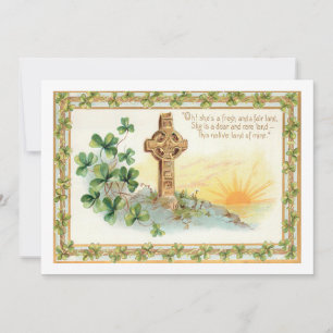 Cartes Pour Fêtes Annuelles Shamrocks vintages et Croix celtique