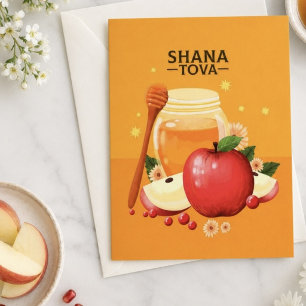 Cartes Pour Fêtes Annuelles Shana Tova Illustrations de Pommes et de Miel Mode