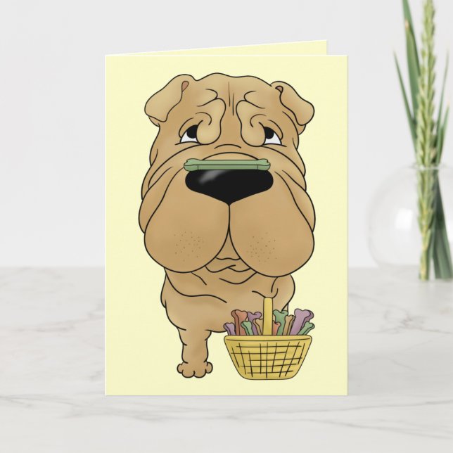 Cartes Pour Fêtes Annuelles Shar-Pei - chasse à os de Pâques, n'importe qui ? (Devant)