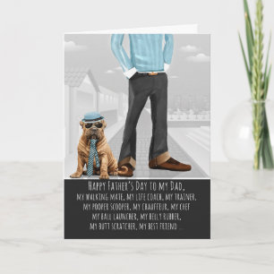 Cartes Pour Fêtes Annuelles Shar Pei Chien et Papa Drôle Fête des Pères