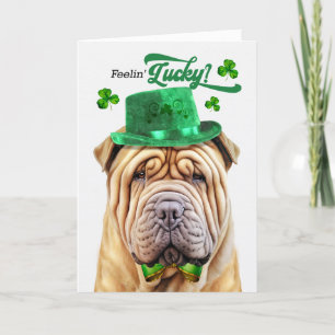 Cartes Pour Fêtes Annuelles Shar Pei Dog Feelin' Lucky St Patrick's Day