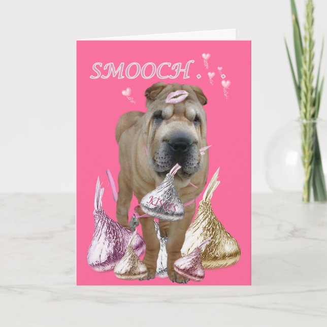 CARTES POUR FÊTES ANNUELLES SHAR-PEI DONNE DES BAISERS ET SE BÉCOTE (Devant)
