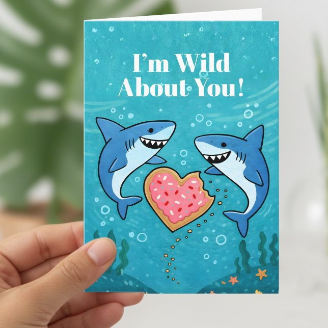 Cartes Pour Fêtes Annuelles Sharks With Heart lovely Valentine (Créateur téléchargé)