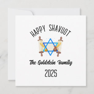 Cartes Pour Fêtes Annuelles Shavuot Juive Fête Nom de famille personnalisé