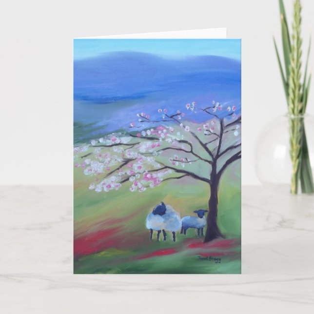 Cartes Pour Fêtes Annuelles Sheep and Cherry Tree (Devant)
