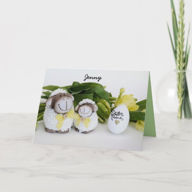 CARTES POUR FÊTES ANNUELLES SHEEP CUTE HAPPY EASTER (Devant)