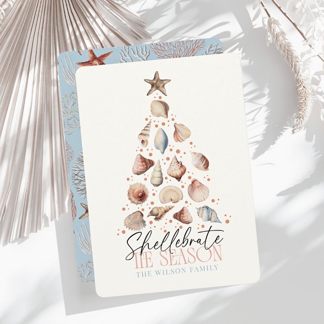 Cartes Pour Fêtes Annuelles Shellebrate Season Seashell Christmas Tree (Créateur téléchargé)