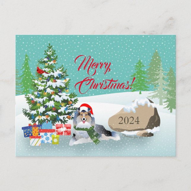 Cartes Pour Fêtes Annuelles Shelter Noël avec chien gris (Devant)