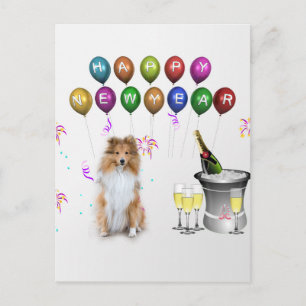 Cartes Pour Fêtes Annuelles Sheltie Dog Bonne année