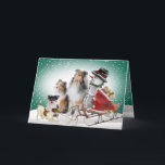 Cartes Pour Fêtes Annuelles Sheltie, Jack Russell et Snowman Xmas<br><div class="desc">Shetland Sheepdog,  Jack Russell et Frosty the Snowman gather together to make the parfaite Christmas Card your friends enjoy receiving.</div>