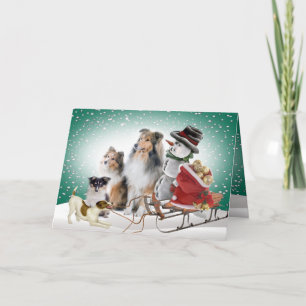 Cartes Pour Fêtes Annuelles Sheltie, Jack Russell et Snowman Xmas
