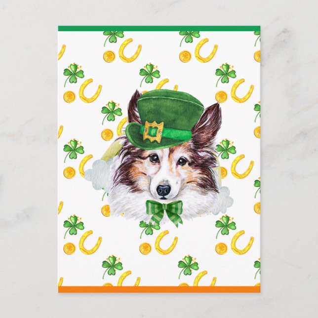 Cartes Pour Fêtes Annuelles Sheltie Shamrock St. Patricks Day (Devant)