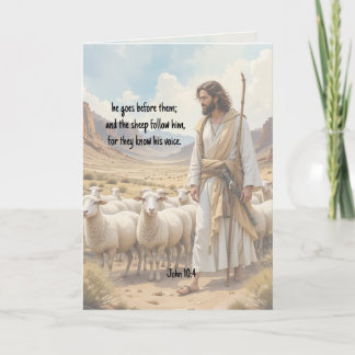 Cartes Pour Fêtes Annuelles Shepherd goes before them Bible Scripture