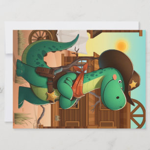 Cartes Pour Fêtes Annuelles Shérif de dinosaure mignon/cowboy