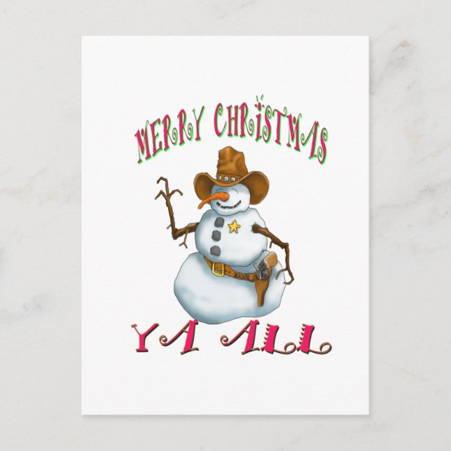 Cartes Pour Fêtes Annuelles sherriff MerryChrsts Ya tout de bonhomme de neige (Devant)