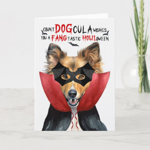 Cartes Pour Fêtes Annuelles Shetland Sheepdog Funny Count DOGcula Halloween