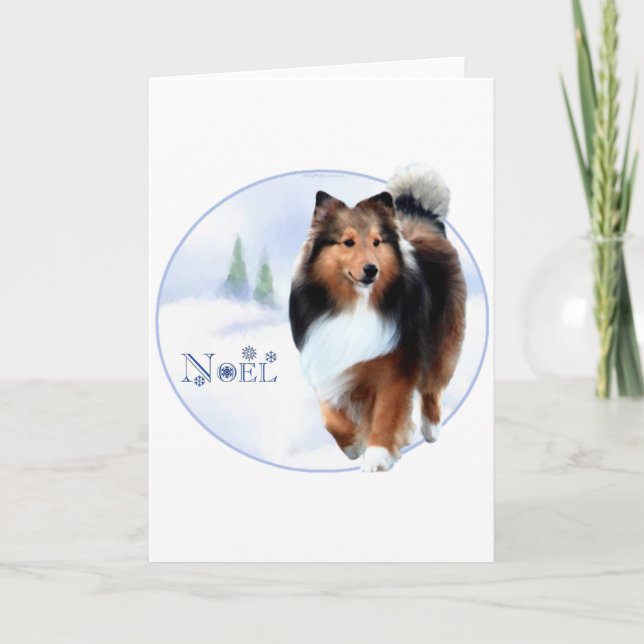 Cartes Pour Fêtes Annuelles Shetland Sheepdog Noel (Devant)