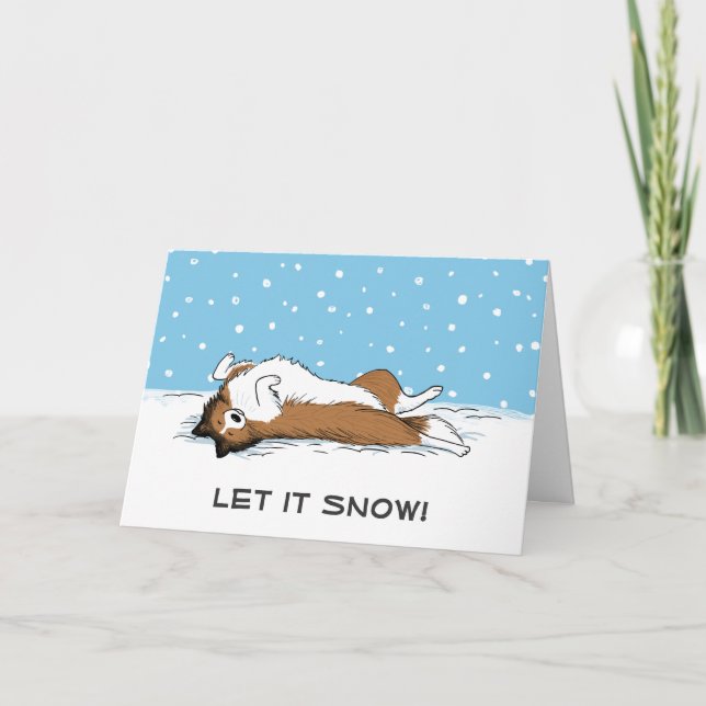 Cartes Pour Fêtes Annuelles Shetland Sheepdog Shelter Let it Snow Dog Holiday (Devant)