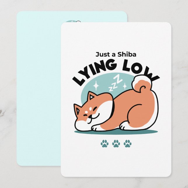 Cartes Pour Fêtes Annuelles Shiba Inu Art : Juste un Shiba Lying Low (Devant / Derrière)