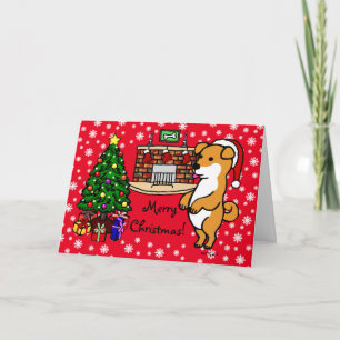 Cartes Pour Fêtes Annuelles Shiba Inu Chiot Noël Père Noël Rouge