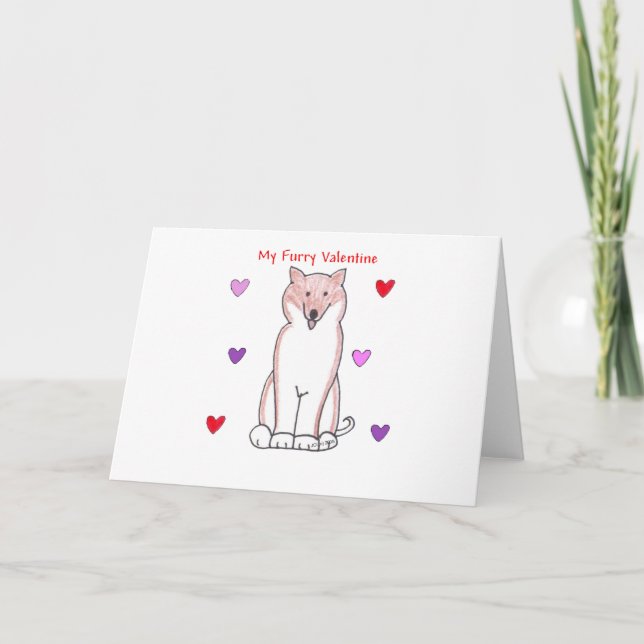 Cartes Pour Fêtes Annuelles Shiba Inu Furry Valentine (Devant)