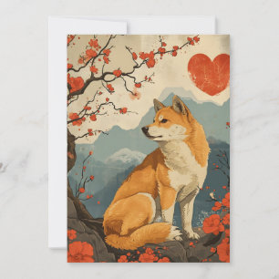 Cartes Pour Fêtes Annuelles Shiba Inu Saint-Valentin Vintage
