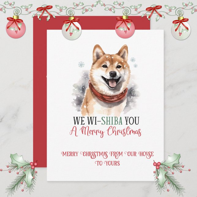 Cartes Pour Fêtes Annuelles Shiba Inu Whimsical Christmas | (Créateur téléchargé)