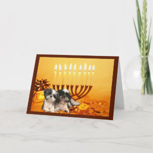 Cartes Pour Fêtes Annuelles Shih Tzu Chanukah Card Menorah