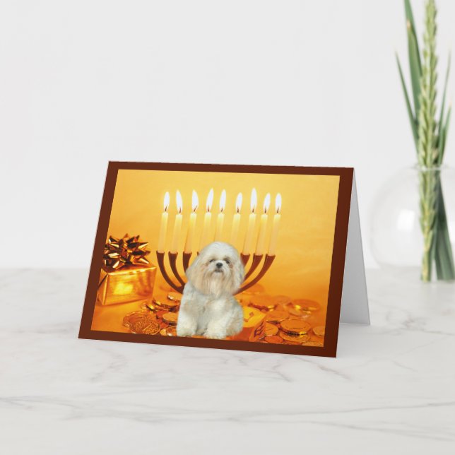 Cartes Pour Fêtes Annuelles Shih Tzu Chanukah Card Menorah (Devant)