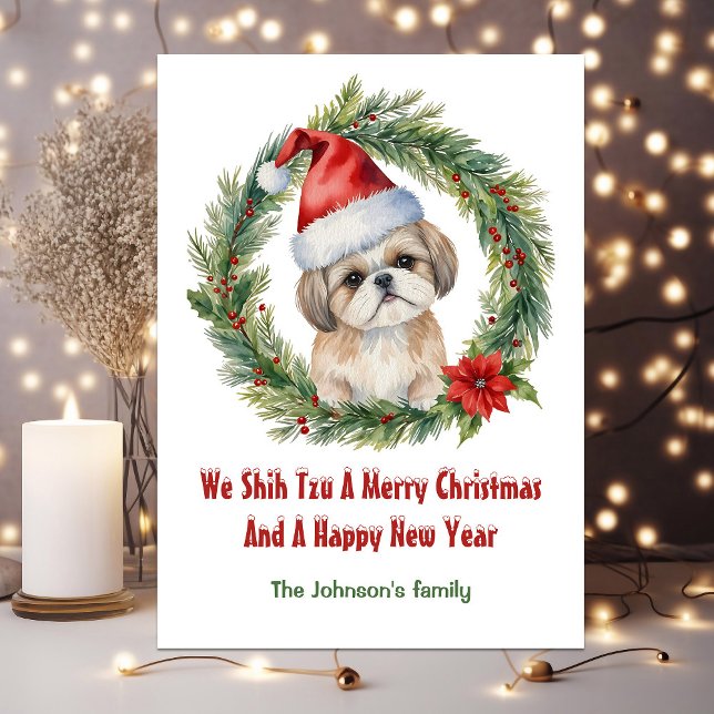 Cartes Pour Fêtes Annuelles Shih Tzu Père Noël Cute Drôle Noël (Shih Tzu Santa Cute Funny Christmas Holiday Card)