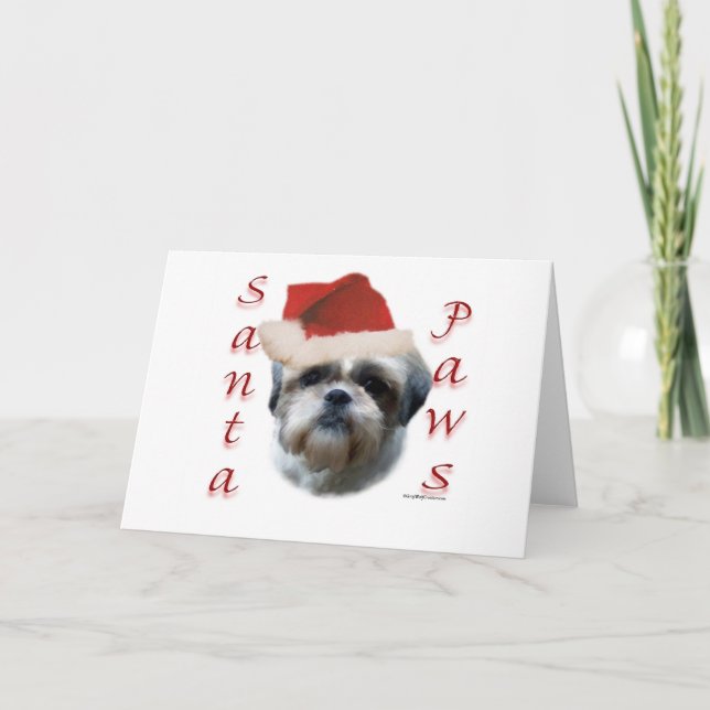 Cartes Pour Fêtes Annuelles Shih Tzu Père Noël Paws (Devant)