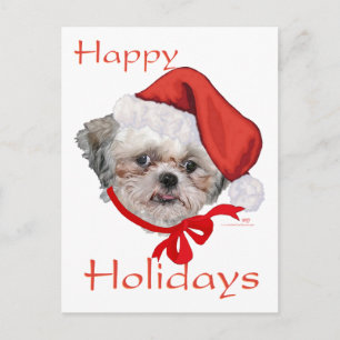 Cartes Pour Fêtes Annuelles Shih Tzu Secourt Chien Joyeuses Fêtes