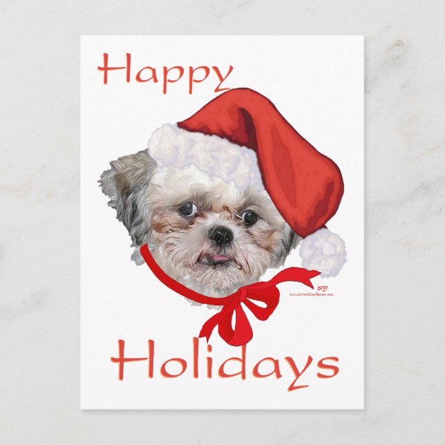 Cartes Pour Fêtes Annuelles Shih Tzu Secourt Chien Joyeuses Fêtes (Devant)