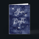 Cartes Pour Fêtes Annuelles Shine Bright | at Hanukkah<br><div class="desc">These beautiful Hanukkah cards say "shine bright" in trendy white handwritten script and text,  on deep blue night sky background with many stars. Create your own message on the inside.</div>