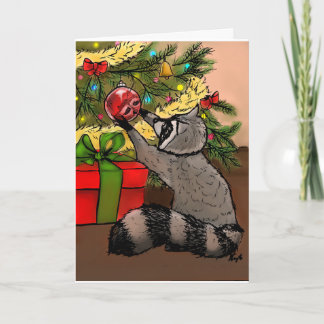 Cartes Pour Fêtes Annuelles Shiny Holiday Raccoon