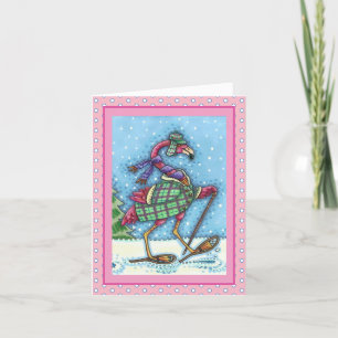 Cartes Pour Fêtes Annuelles SHOOTS D'HIVER, PLAID COAT PINK FLAMANT ROSE Vide