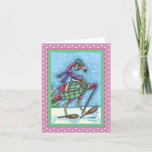 Cartes Pour Fêtes Annuelles SHOOTS D'HIVER, PLAID COAT PINK FLAMANT ROSE Vide