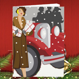 Cartes Pour Fêtes Annuelles Shopping de Noël dans la neige